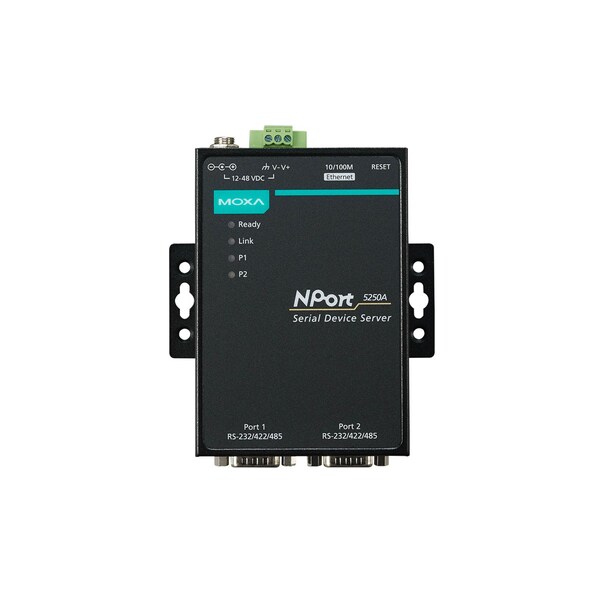 Moxa 2Port Device Server, 10/100M Eth., Rs-232/422/485, Db9 Male, Nport 5250A-T NPort 5250A-T - main